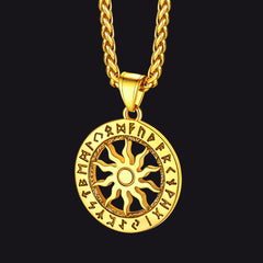 Colar com pingente de runa da roda solar viking masculino