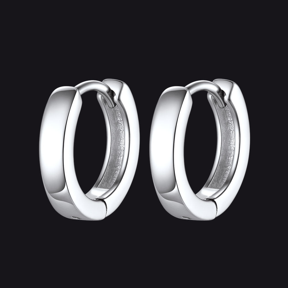 Brincos Huggie Hoop Clássicos de Prata Esterlina para Homens e Mulheres
