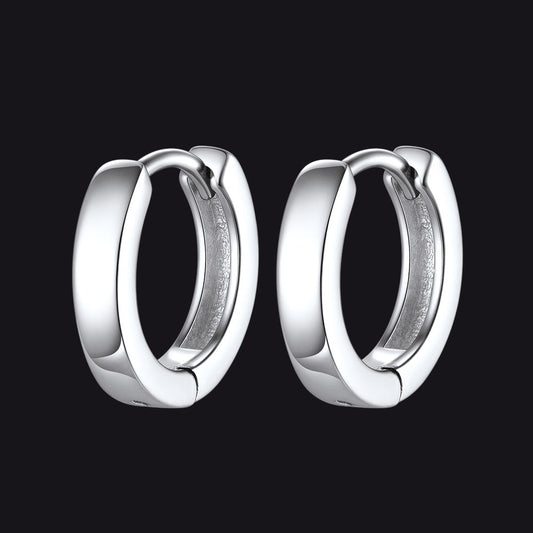Brincos Huggie Hoop Clássicos de Prata Esterlina para Homens e Mulheres