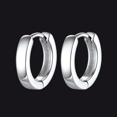 Brincos Huggie Hoop Clássicos de Prata Esterlina para Homens e Mulheres