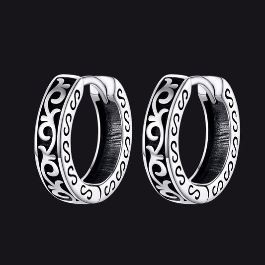 Brincos de argola Huggie Celtic Vine de prata esterlina para homens