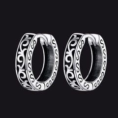Brincos de argola Huggie Celtic Vine de prata esterlina para homens