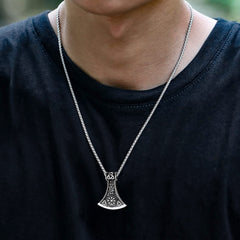 Colar com pingente Viking Battle Axe e bússola masculino