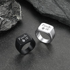 Stainless Steel Biker Signet Ring Men