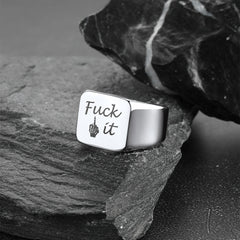 Stainless Steel Biker Signet Ring Men