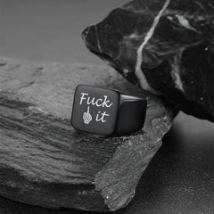 Stainless Steel Biker Signet Ring Men