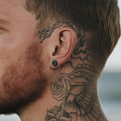 Sterling Silver Viking Runes Gemstone Stud Earrings for Men