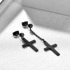 Klassische asymmetrische baumelnde Kreuz-Ohrstecker für Männer und Frauen