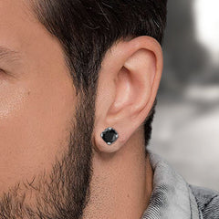 Sterling Silber Schwarze Zirkonia Ohrstecker für Männer
