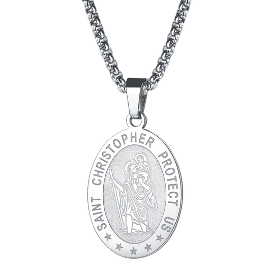 Ovale christliche Schutzmedaille des Heiligen Christophorus für Männer