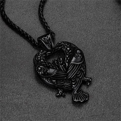 Colar Viking Odins Ravens Pingente Huginn Muninn