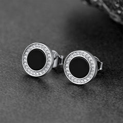 Brincos de diamante de ônix preto em prata esterlina para homens