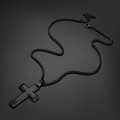 Colar de cruz com oração do Senhor cristão para homens