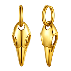 Brincos de argola pendentes com caveira de corvo gótico para homens e mulheres