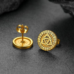 Viking Celtic Knot With Rune Stud Earrings for Men