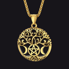 Colar Pentáculo Vintage Lua Árvore Vida Masculino