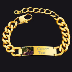Personalisiertes Namensschild Cuban Link Chain Bild Geschenkarmband