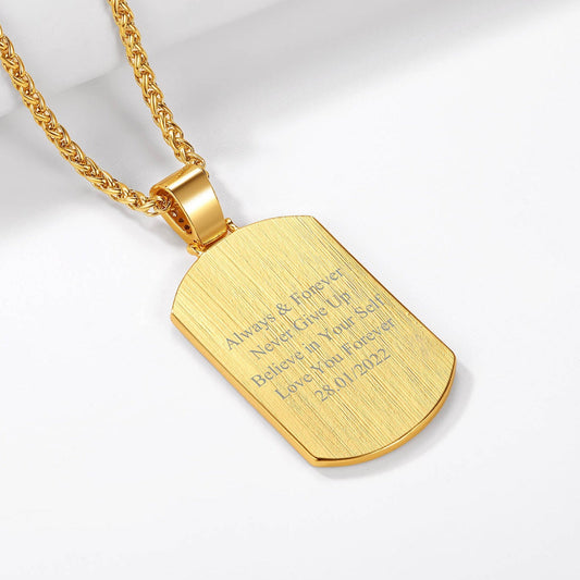 Personalisierte Zirkonia Dog Tag Halskette Bild Männer Frauen
