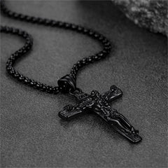 Colar católico com crucifixo e pingente de Jesus para homens e mulheres