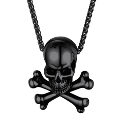 Colar gótico pirata com caveira e ossos cruzados masculino
