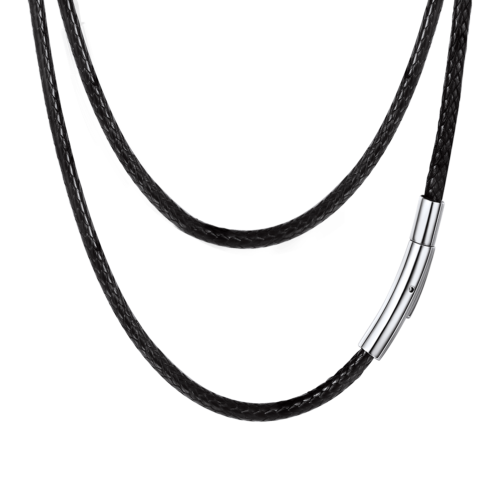 Colar de corda de cera com corrente de couro trançado 2 mm/3 mm