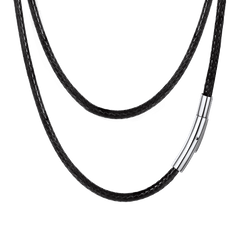 Colar de corda de cera com corrente de couro trançado 2 mm/3 mm