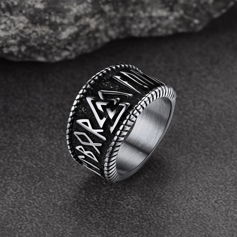 Anel de Runa Valknut Viking Nórdico Masculino