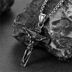 Colar católico com crucifixo e pingente de Jesus para homens e mulheres