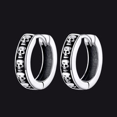 Brincos de argola Huggie com caveira gótica para homens e mulheres
