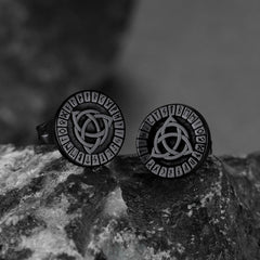 Viking Celtic Knot With Rune Stud Earrings for Men