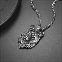 Wikinger-Halskette mit Anhänger, wilder Wolf, nordischer Schmuck für Männer