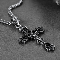 Colar vintage com pingente de cruz crucifixo Jesus masculino