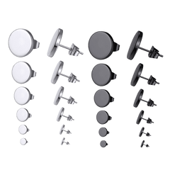 Punk Round Stud Earrings Set For Men 12 Pairs