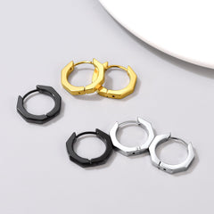 Punk Octagon Piercing Huggie Hoop Earrings Set For Men 3 Pairs