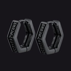 Brincos de argola Viking Rune Viking Hexagon Rune para homens