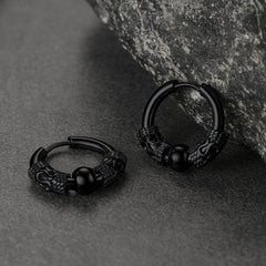 Punk Dragon Totem Huggie Hoop Earrings For Men
