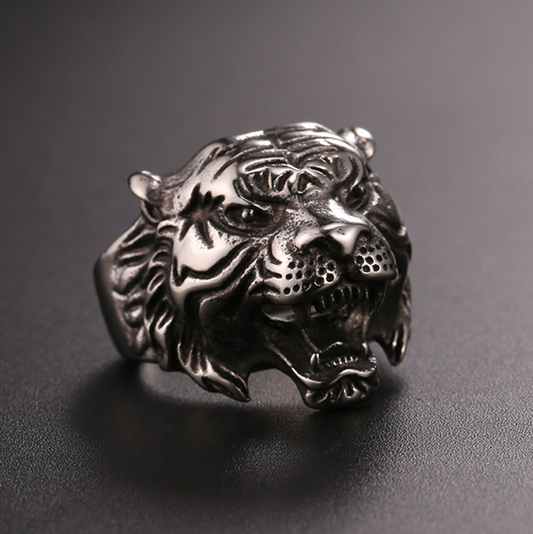 Punk Tiger Head Ring Men