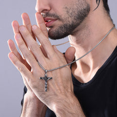 Colar católico com crucifixo e pingente de Jesus para homens e mulheres