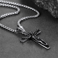 Colar católico com crucifixo e pingente de Jesus para homens e mulheres