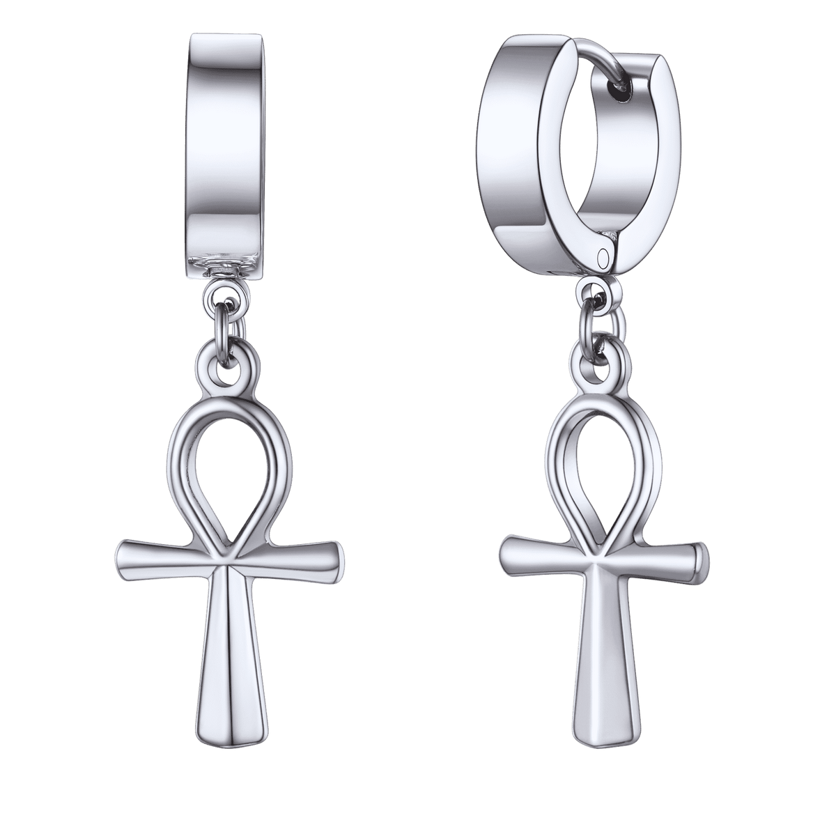 Brincos de argola pendentes em forma de cruz Ankh para homens e mulheres