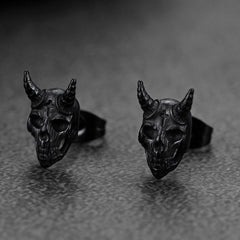 Brincos de Caveira de Cabra Satânica para Homens