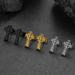 Irish Celtic Knot Cross Stud Earrings For Men