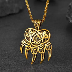 Colar Viking com Pata de Urso e Nó Celta Masculino