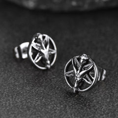 Satanic Baphomet Goat Stud Earrings for Men