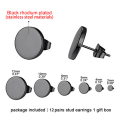 Punk Round Stud Earrings Set For Men 12 Pairs