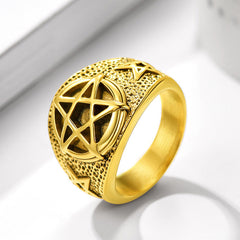 Vintage Pentagram Ring Stainless Steel Ring Men