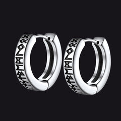Norse Viking Runes Dangle Hoop Earrings For Men