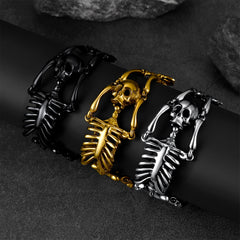 casaivy Armband mit Totenkopf-Skelett aus Edelstahl