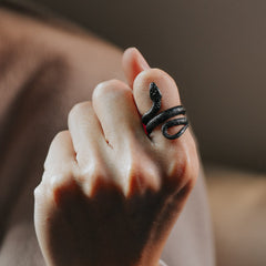 Punk Coiled Snake Stainless Steel Ring Men Women