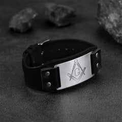 Masonic Cuff Leather Wristband Bracelet